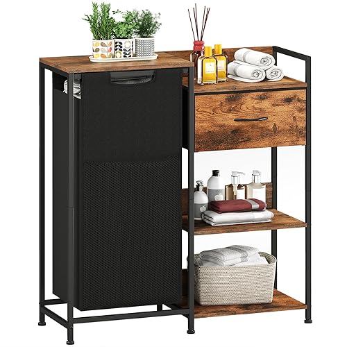 Somdot Laundry Hamper with Fabric Drawer and Shelves, Laundry Basket