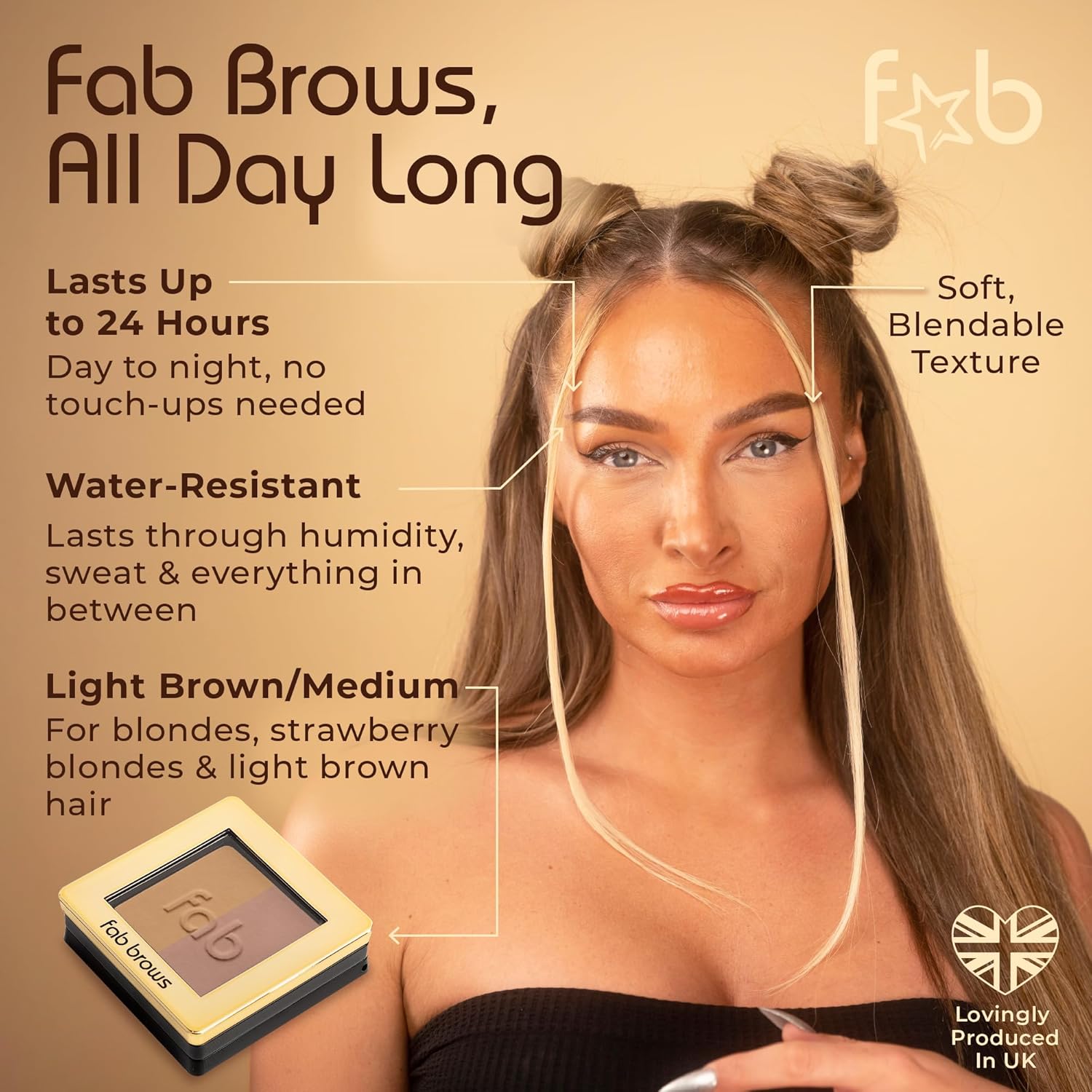 Lux Eyebrow Kit Refill Powder - Soft and Natural Eyebrow Definition for Light Brown/Medium Brows On-The-Go