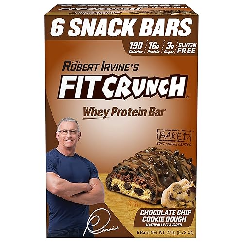 Miniatura 3 de FITCRUNCH Barras de proteínas de tamaño aperitivo, diseñadas por Robert Irvine, la única barra horneada de 6 capas del mundo, solo 0.11 oz de azúcar