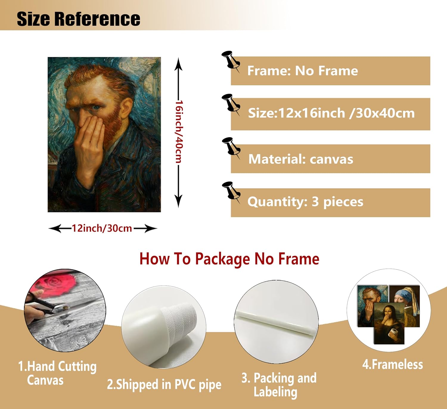 3PCS Vintage Funny Bathroom Wall Art Humorous Bathroom Canvas Wall Decor Humor Mona Lisa Humor Pinching Nose Painting Picture Amusing Toilet Pinching Nose Art Poster for Restroom Decor 8x10in Unframed - Image 7