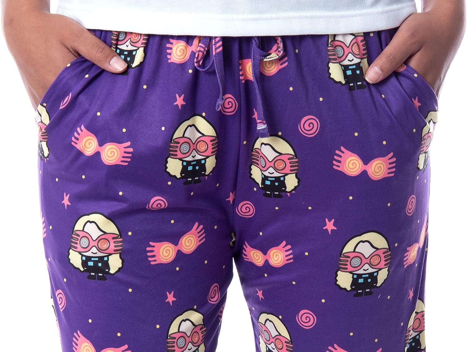 Harry Potter Womens' Luna Lovegood Glasses Chibi Allover Print Pajama Pants - Image 3
