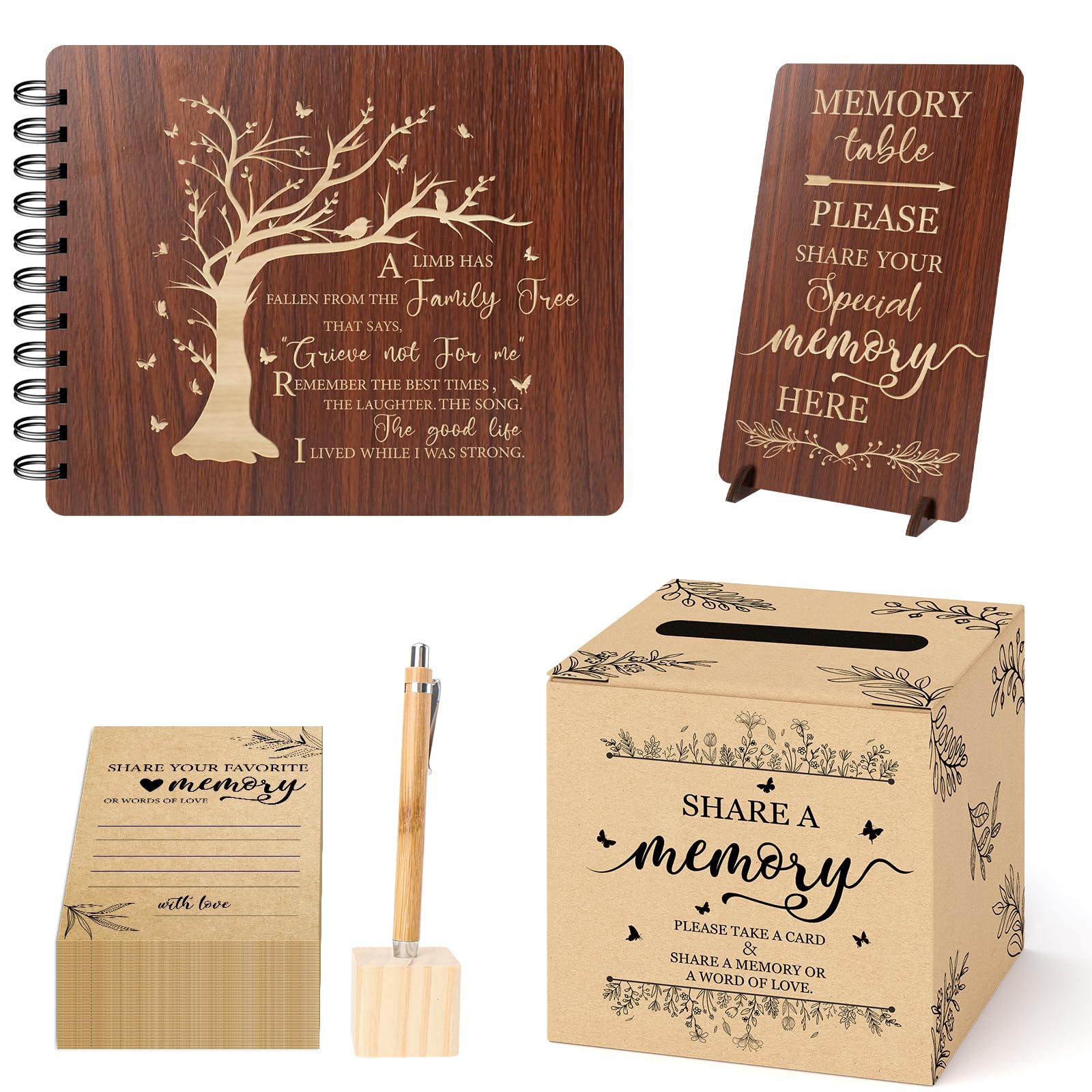 Lebsitey Celebration of Life Guest Book Funeral Guest Book Guest Book for Memorial Service with Pen& Stand, Included Table Sign,Share a Memory Cards