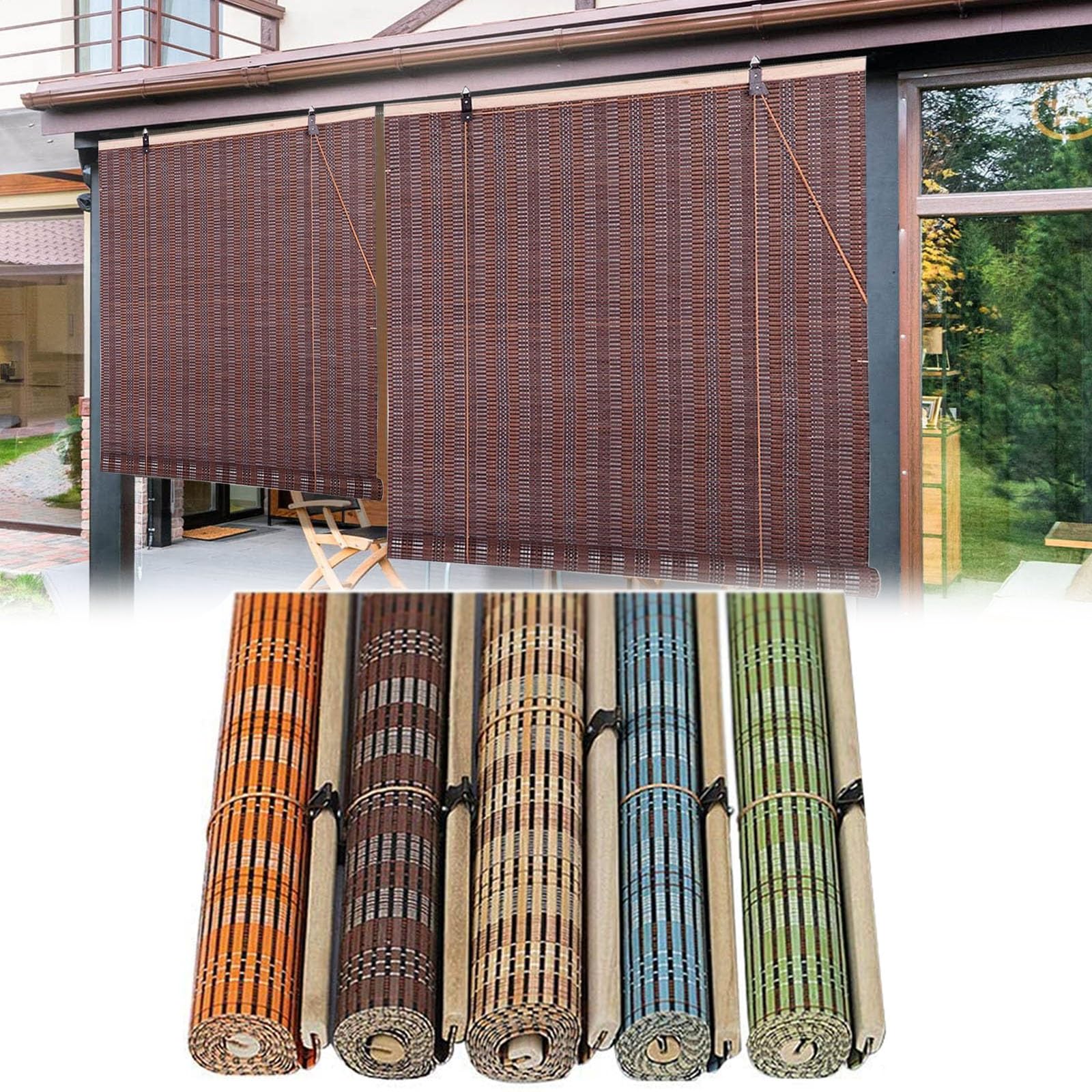 Amazon｜5色 竹ブラインド 屋内 屋外 日除け 装飾の竹カーテン