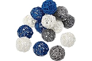 Yaomiao Rattan Sphere Vase Fillers in Blue, Gray, and White