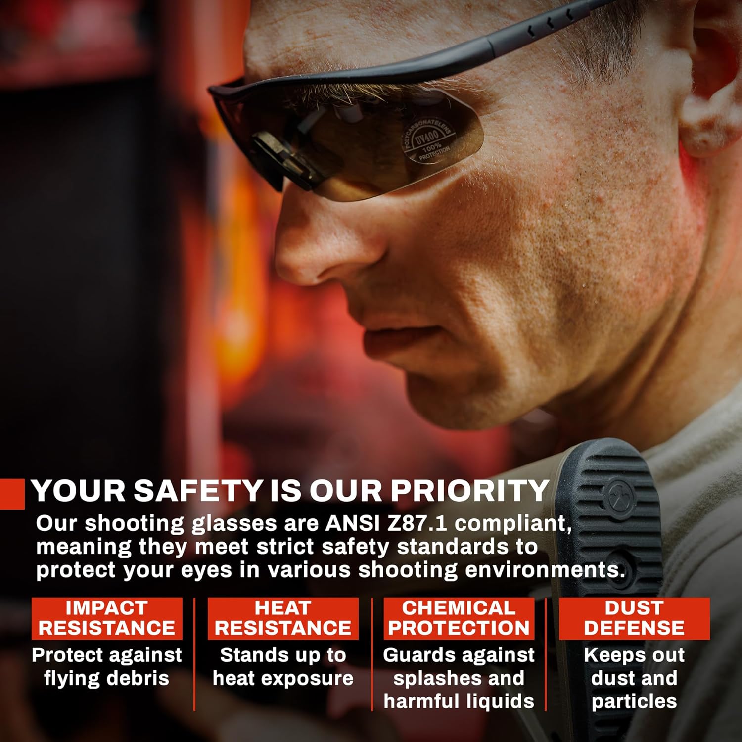 GuardTech Plus Shooting Glasses for Men and Women - ANSI Z87.1 Interchangeable Eye Protection - Shooting Safety Gear - 100% UV, Anti-Fog, Anti-Scratch Swappable Lenses Firing Range Glasses - Image 5