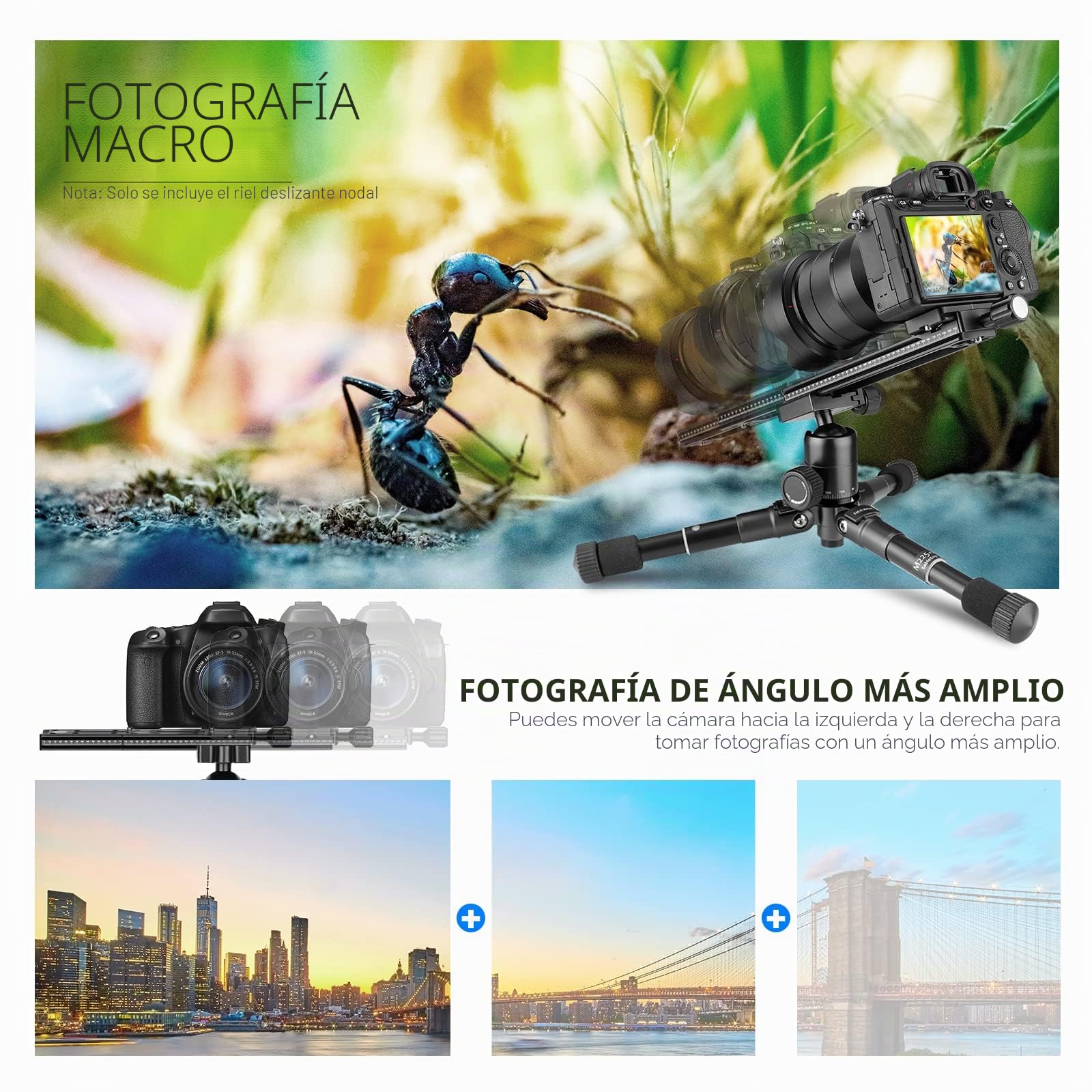Neewer 200mm Professional Rail Nodal Deslizante Metal Abrazadera de Liberación Rápida para Cámara con Arca Swiss Compatible FNR-200