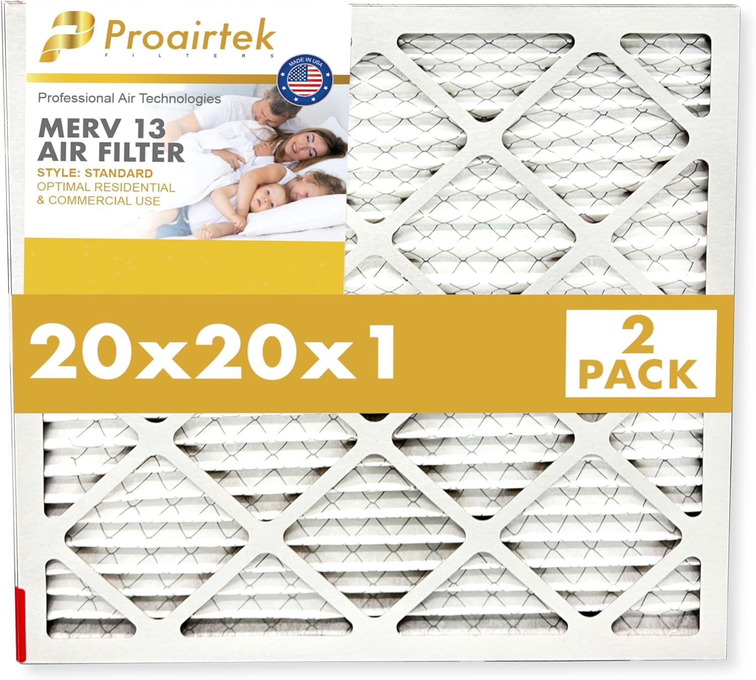 Proairtek AF20201M13SWH Model 20x20x1 Pack of 4 Air Filters, MERV 13; Ideal for Anyone Wanting Clean, Crisp Air in Their Home