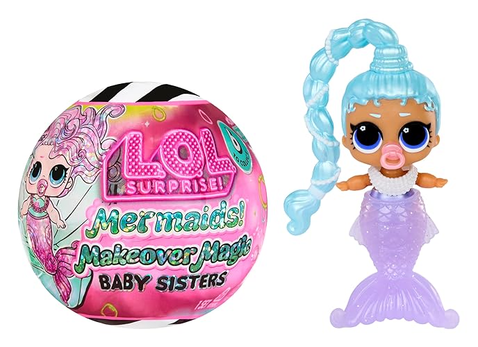 LOL Surprise Mermaids Makeover Magic Baby Sisters with Color-Changing Mermaid Tails and Shell-Inspired Display Ball, Collectible Dolls, Kids Ages 4+