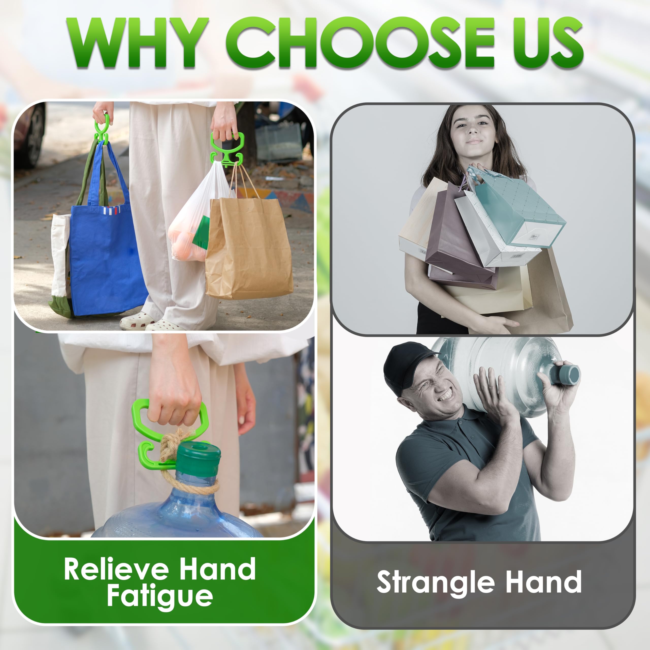 2-Pack Grocery Bag Carrier Handle – Heavy Duty Holder For Shopping Holds 100lbs Reusable Easy To Carry - View #10