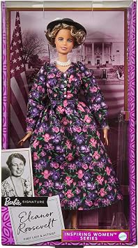 Barbie Inspiring Women Eleanor Roosevelt Doll (12-inch) Wearing Floral Dress, with Doll Stand & Certificate of Authenticity, Gift for Kids & Collectors