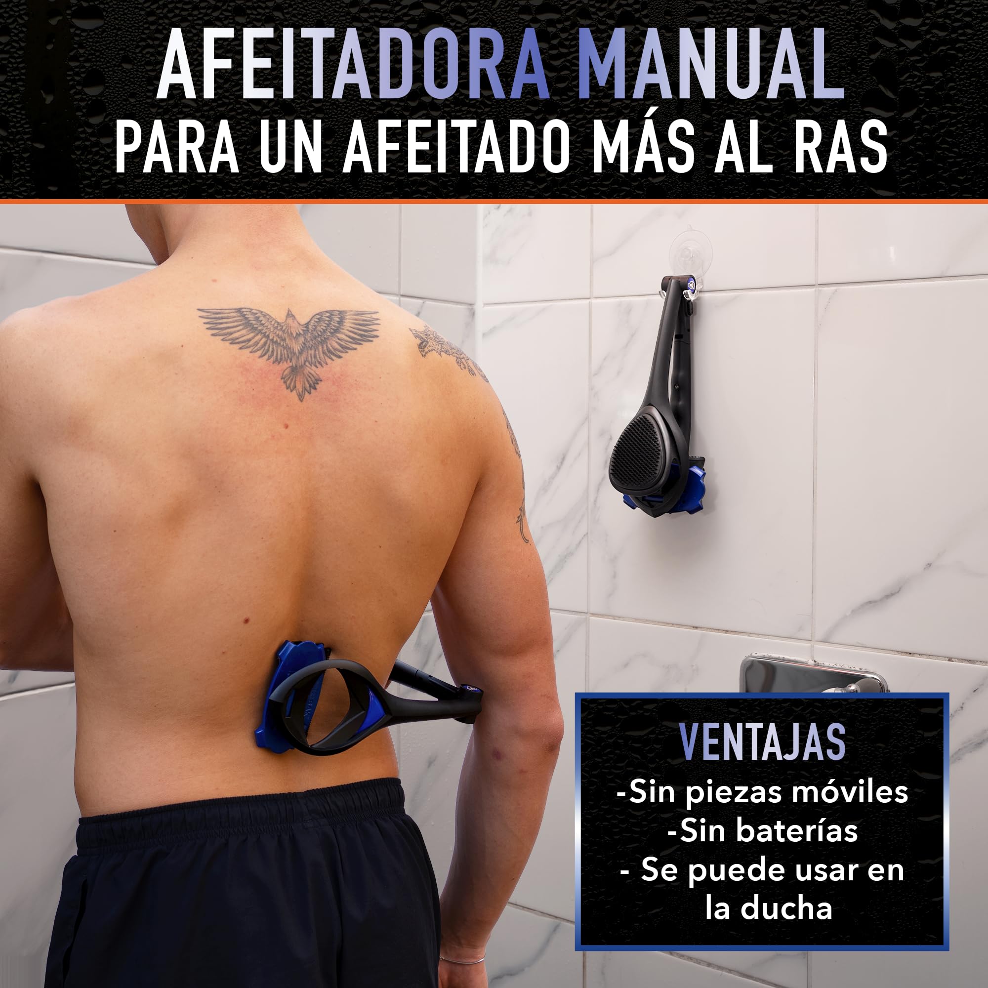 BakBlade Afeitadora de Espalda Masculina, Mango Extralargo de 58,4 cm para un Afeitado Apurado e Indoloro | La Rasuradora Espalda para Hombre Definitiva con + 3 Cuchillas Desechables de Recambio