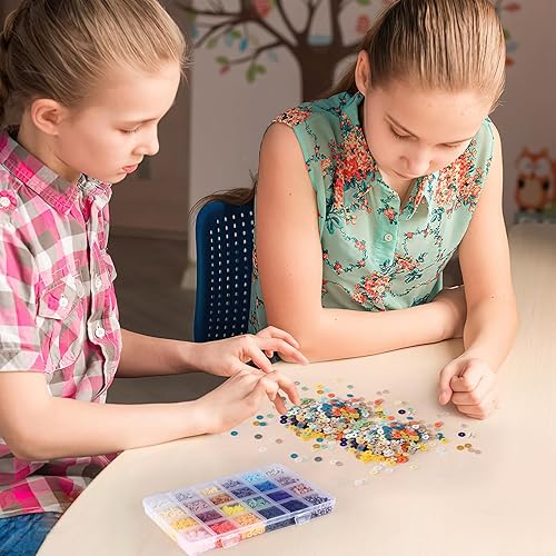 Miniatura 7 de Augshy 4200 cuentas de arcilla de colores retro, de vinilo, Heishi, planas, redondas, espaciadores de polímero para hacer joyas, collares, pulseras