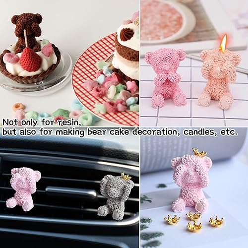 Miniatura 6 de Molde de jabón de silicona de oso 3D, molde para hornear pasteles de fondant, molde de fundición de resina de oso de felpa para bricolaje hecho a