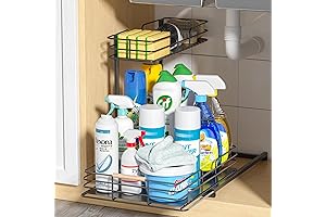 LAMU Under Sink Organizers and Storage: Optimize Under-Sink Space with 2-Tier Shelving