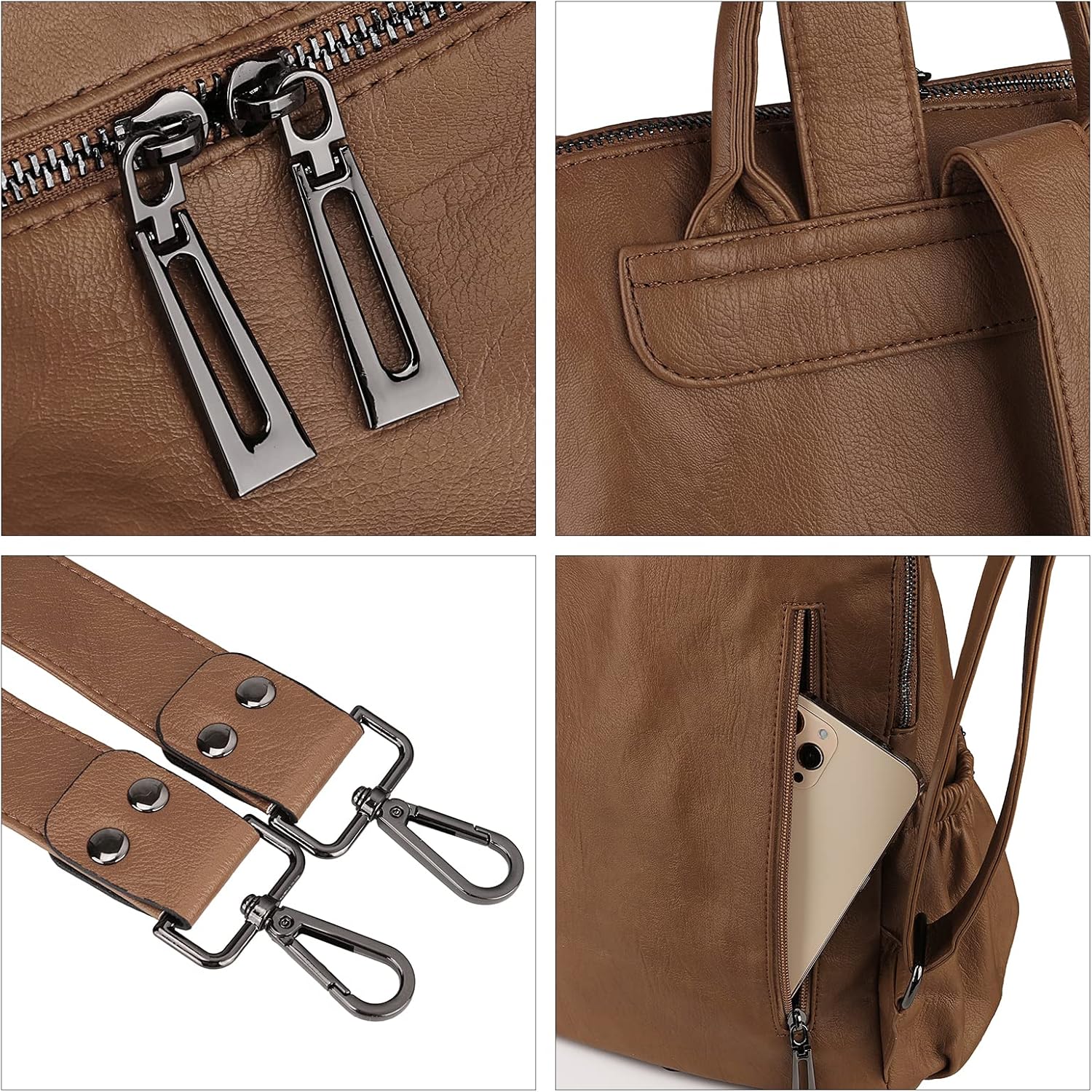 Uromee Travel Backpack Purse for Women Vegan Leather Ladies Fashion Tassel Shoulder Bag Convertible - Image 6