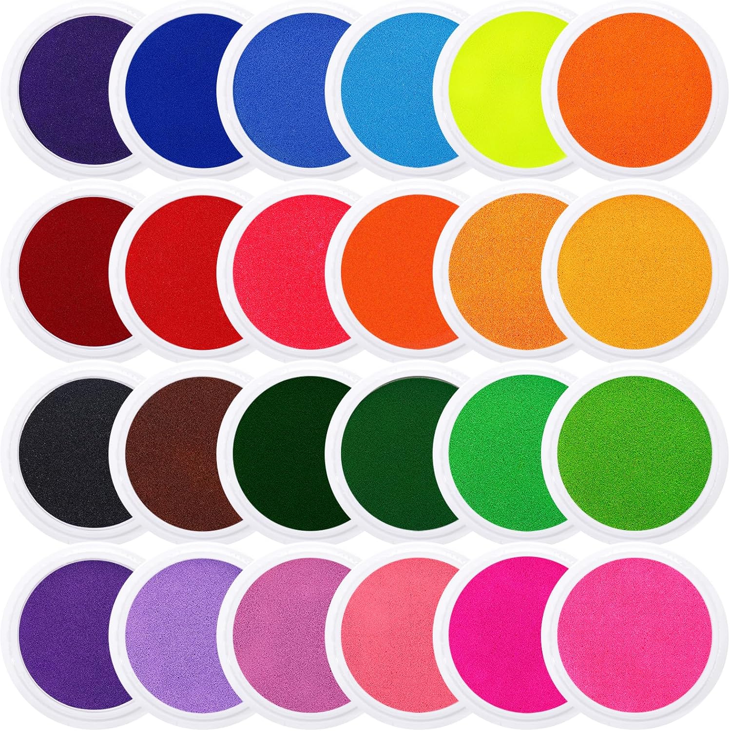 Biggun 7/'' Large Round Craft Ink Pads- 24 Colors Rainbow DIY Fingerprint Pad Stamps Partner Washable Color Painting Card Making Stamp for Kids Rubber Crafting Paper Wood Fabric Scrapbook