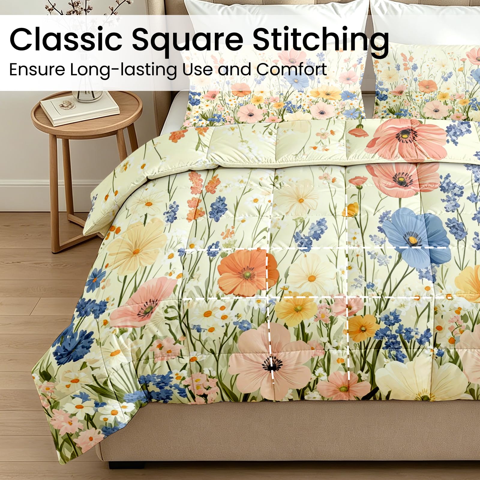 Couette 160x200 4 Saisons Vintage Floral Lavable en Machine