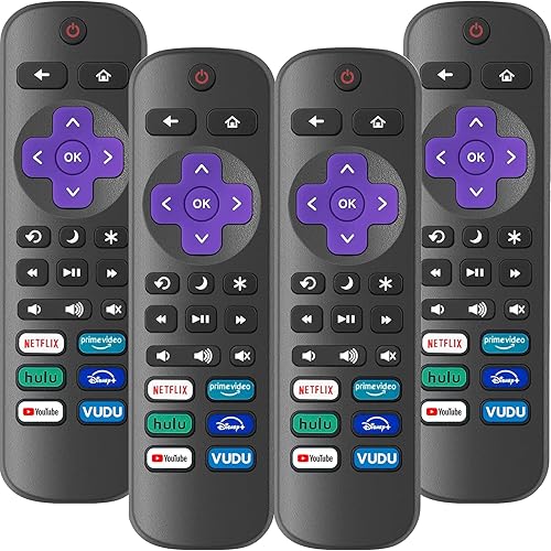 4 Pack Replacement Remote Control Only for Roku TV, Compatible with All TCL Roku/Hisense Roku/Onn Roku/Sharp/Philips Roku (Not for Roku Stick, Box or Speaker)