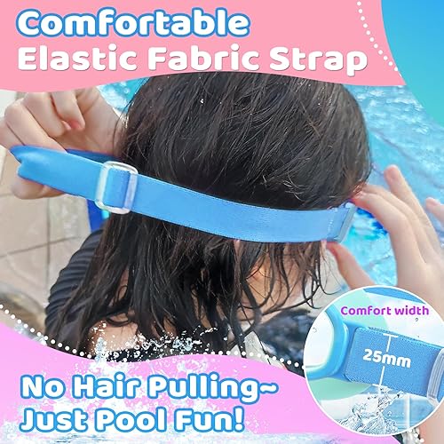 Miniatura 4 de Vvinca Gafas de natación para niños con correa de tela cómoda, visión amplia, antivaho, UV, sin fugas, para 3-14 años