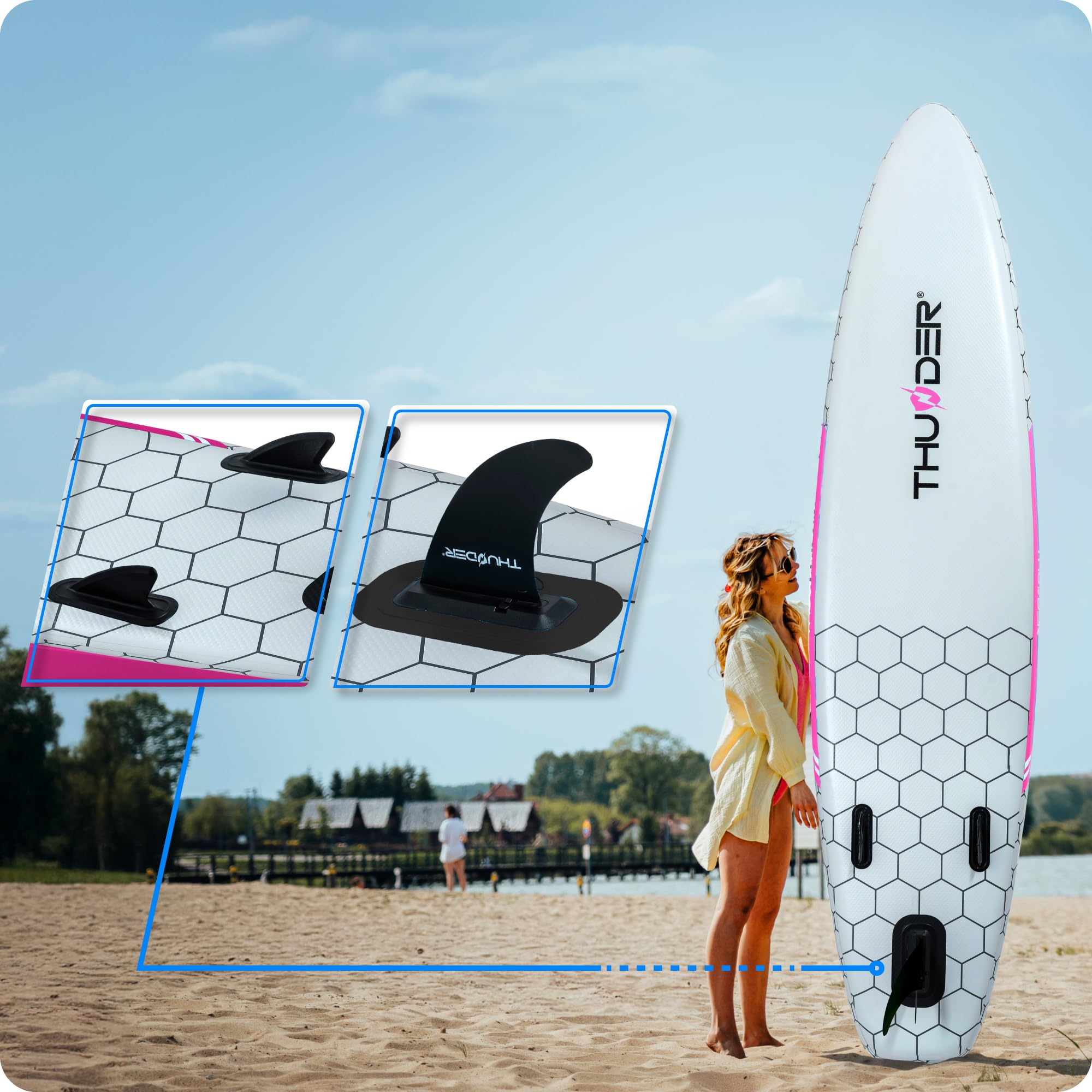 THUNDER Pro LED Sup Board 320 cm avec Siège Kayak – Stand Up Paddle Board Gonflable avec Éclairage RGB LED, Pompe, Pagaie & Sac à Dos – Set Sup jusqu'à 150 kg
