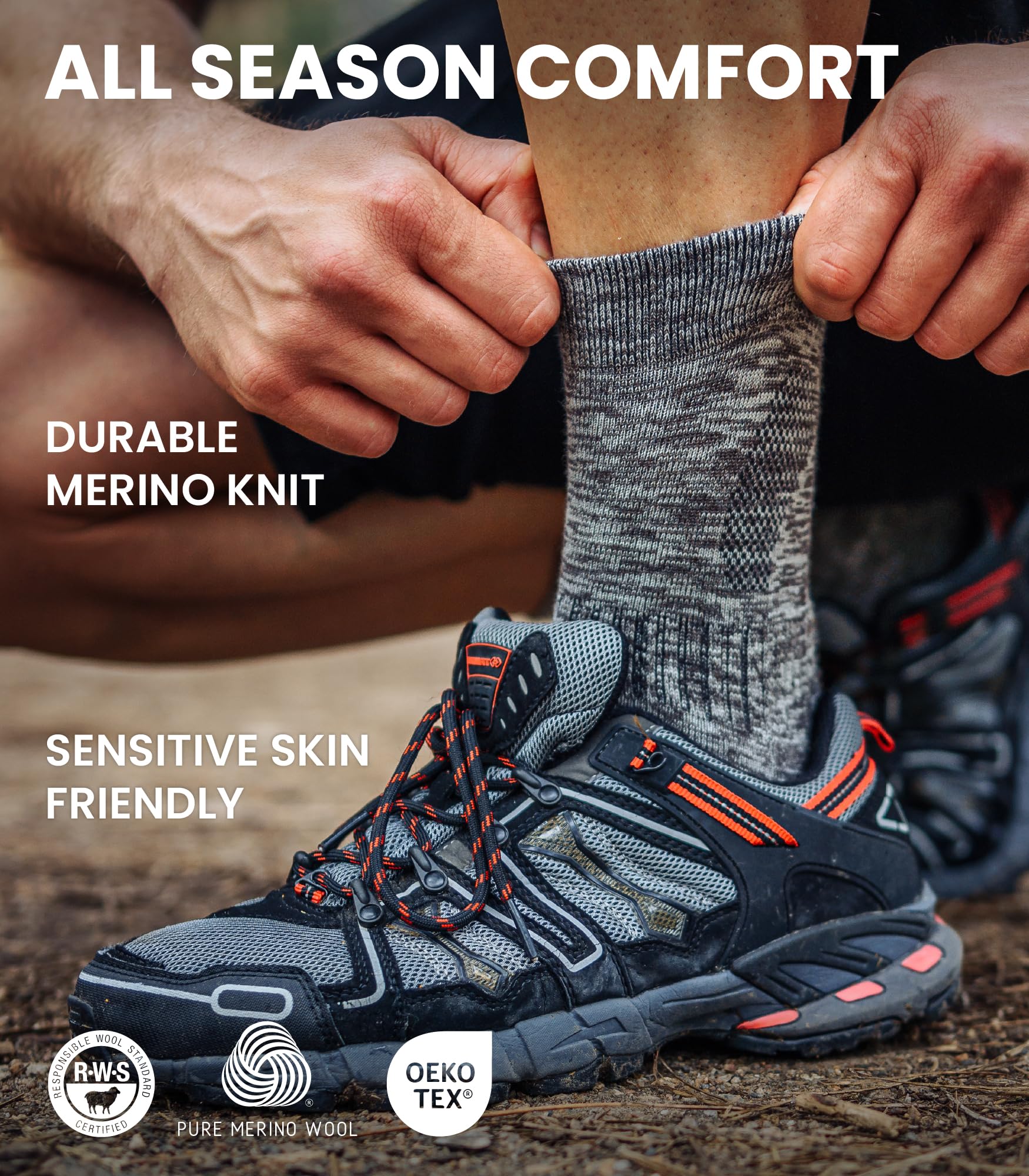 Merino.tech Calcetines Térmicos Lana Merino para Hombre y Mujer - Transpirables, Suaves, Trekking y Deporte