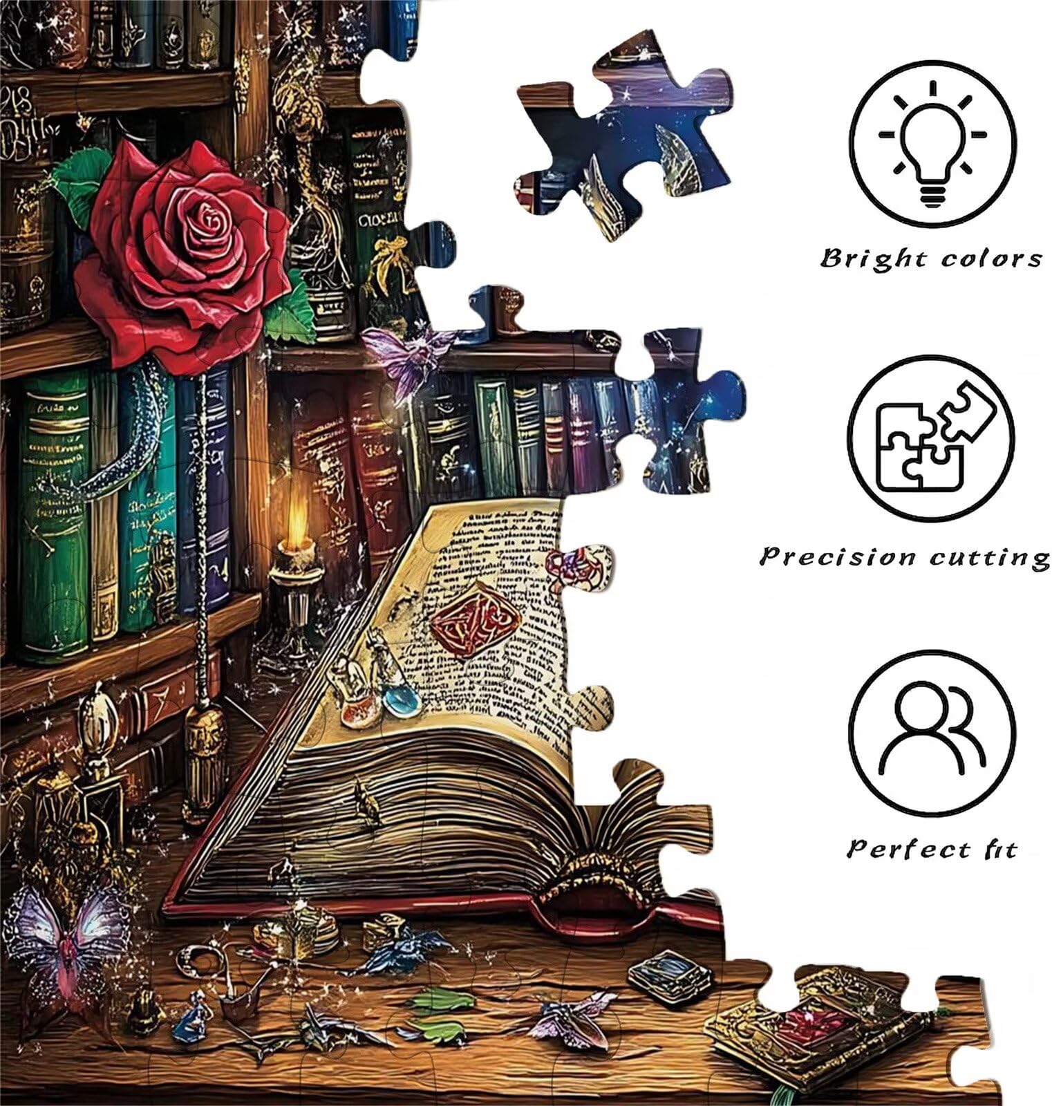 Puzzle 6000 elementów, niemożliwe puzzle dorośli 179,5 x 105,5 cm, druk w wysokiej rozdzielczości, gry edukacyjne, antystresowe drewniane puzzle dla całej rodziny, dekoracje ścienne, różowa książka w0