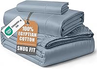 Vista 41 de Sábanas 100% de Algodón Egipcio Tamaño Queen - Naturalmente Refrescantes y Transpirables, Juego de Sábanas Queen de 4 Piezas con Tejido de Satén