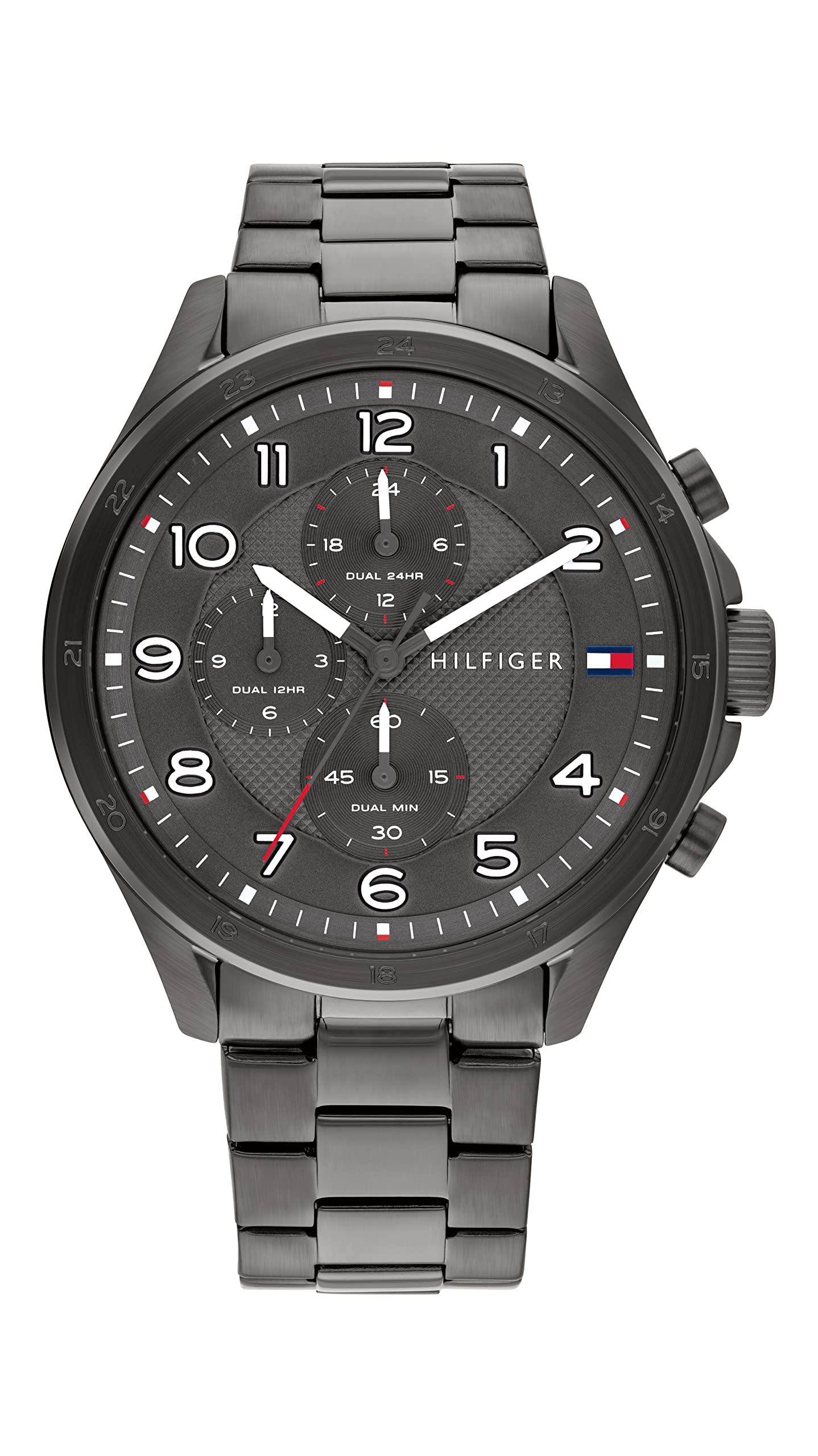 Tommy Hilfiger Orologio analogico multifunzione al quarzo da uomo con cinturino in acciaio inossidabile color canna di fucile - 1792008