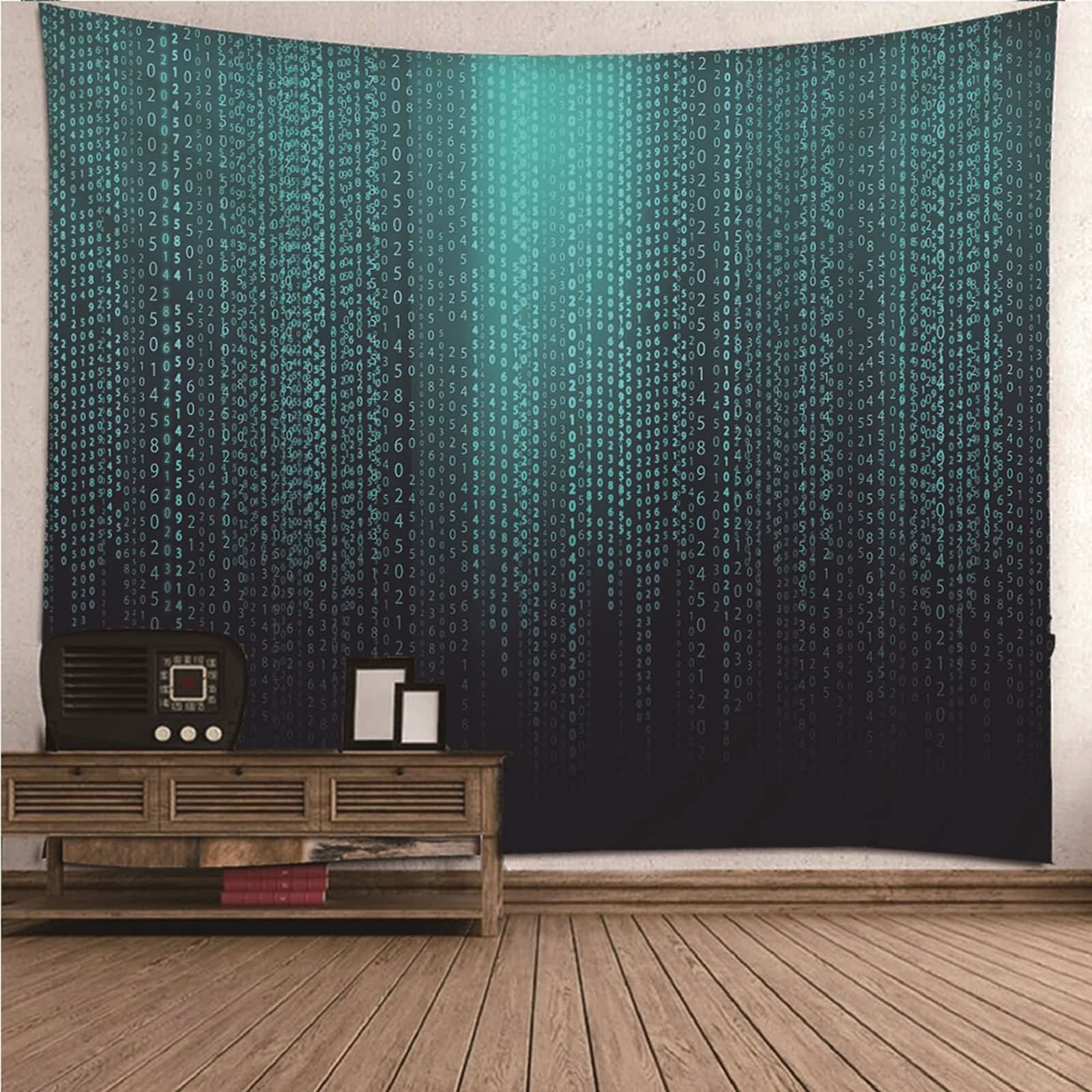 Homxi Dywan ścienny, dekoracja pokoju, 350 x 256 cm, dekoracja ścienna do pokoju dziecięcego, poliester, cyfrowy wzór, dekoracja ścienna, czarno-zielony