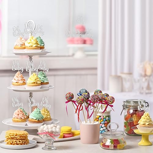 Miniatura 43 de Gyufise 36 piezas Oh Baby Cupcake Toppers Glitter Baby Shower Cupcake Picks Oh Baby Cake Decoraciones para revelación de género Baby Shower Niños