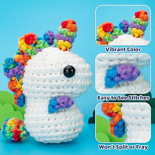 Miniatura 5 de Hilo de color arcoíris de 4.23 oz para tejer y tejer hilo arcoíris para principiantes con puntadas fáciles de ver peso peinado medio #4 hilo para