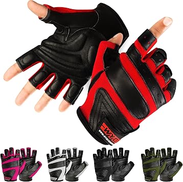 Weight Lifting Gloves for Gym Fitness Workout Anti-Slip Padded Palm, Gym Gloves for Women & Men, Half Finger Exercise Gloves for Bodybuilding, Cycling, Rowing & Climbing Workout Equipment