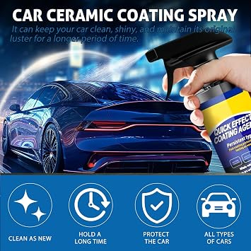 Car Polish Ceramic Coating Car Spray Wax,2025 New Advanced Car Quick-acting Coating Agent, Multi-functional Ceramic Spray for Superior Paintwork Protection High-Gloss Finish (120ml)