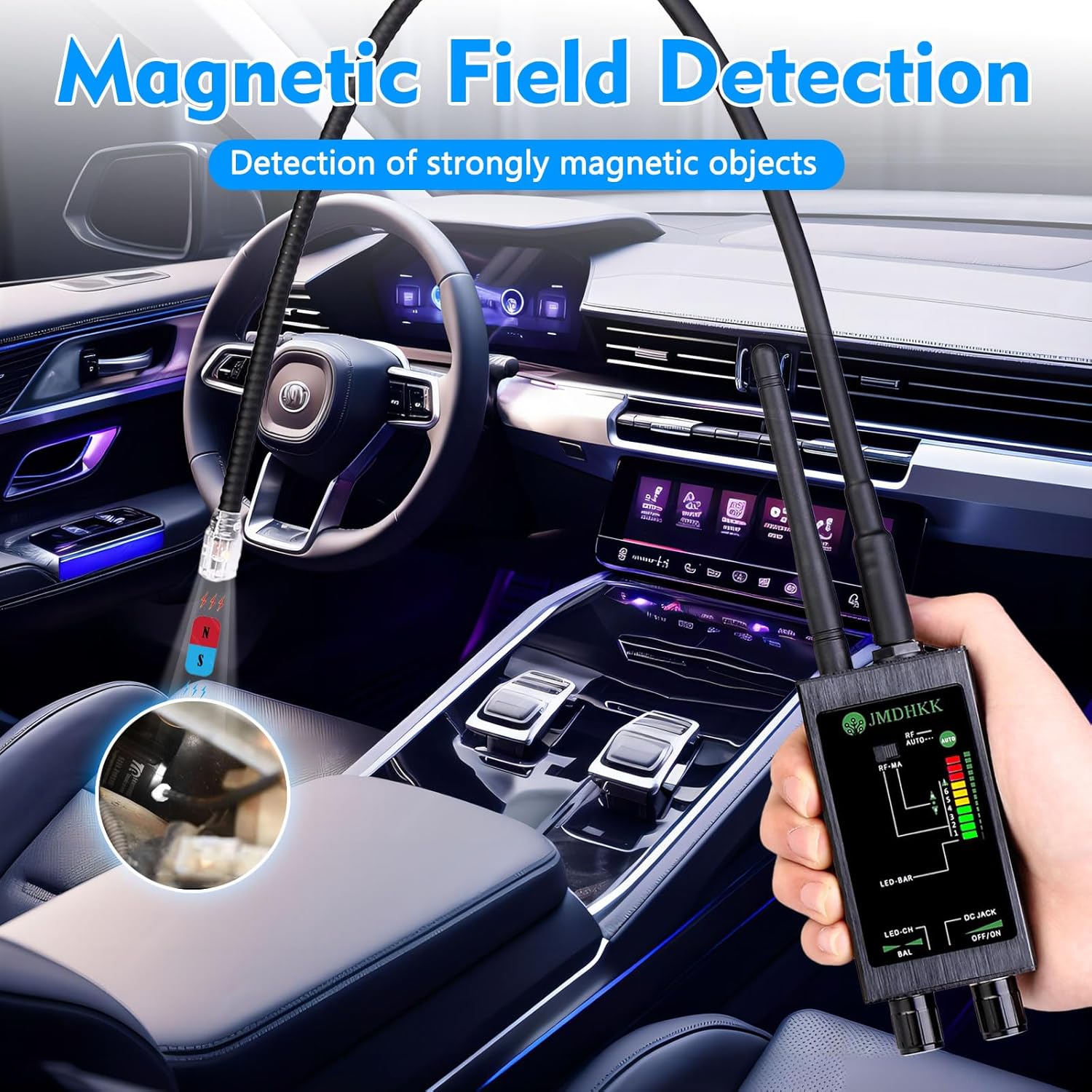 JMDHKK M8000 Hidden Camera Detector, Bug Detector,Camera Finder, Signal Detector for Hotels, Travels, Vehicles, Offices, Public Fitting Rooms (Black) - Image 4