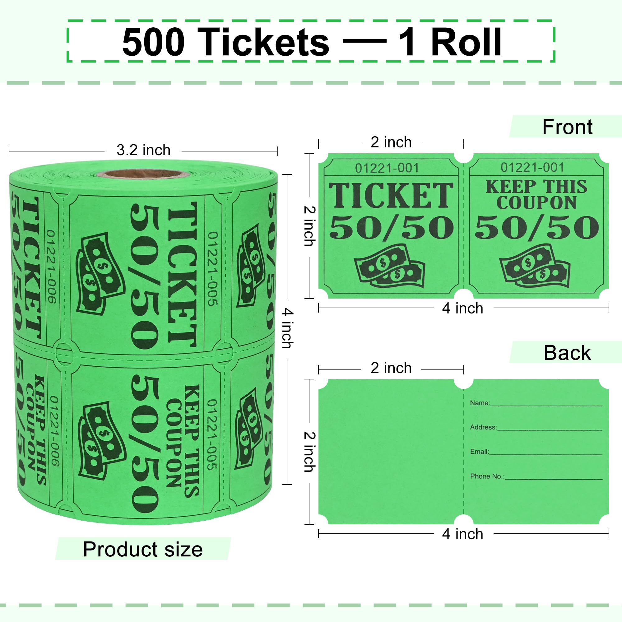 Ticket De Tombola Rouleau De Tickets De Tombola - 500 Tickets Doubles Numérotés (Couleurs Variables) Golden Ticket