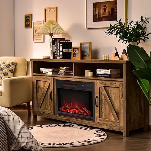 Miniatura 6 de ARLIME Chimenea eléctrica de 25 pulgadas para empotrar en la pared e independiente, calentador eléctrico de habitación de 1400 W para interiores con