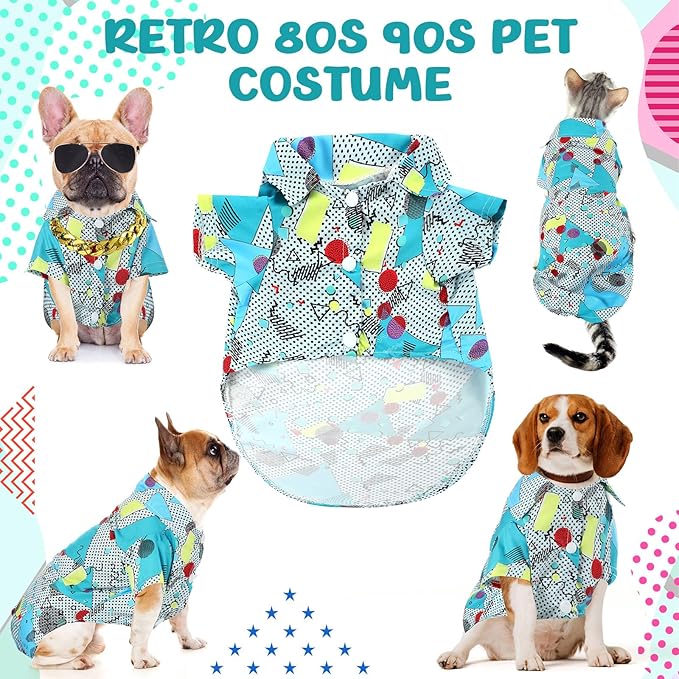 Disfraz Retro Disco Años 80 y 90 para Perro Mepase con Camiseta, Gafas y Cadena - Talla L miniatura 3