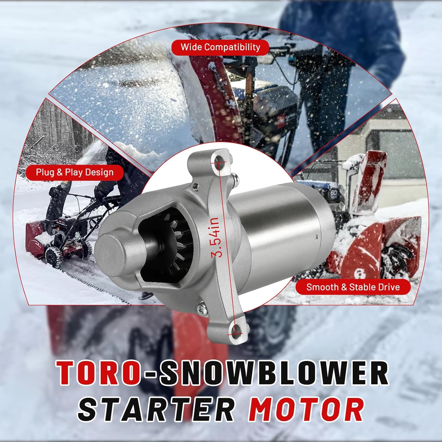 133-9998 Starter Motor Compatible with Toro Snowblower Fits 24" SnowMaster & 26"/28" Power Max Models 36003 37780 37781 37793 110V 17T Replacement for 133-1547 144-0988