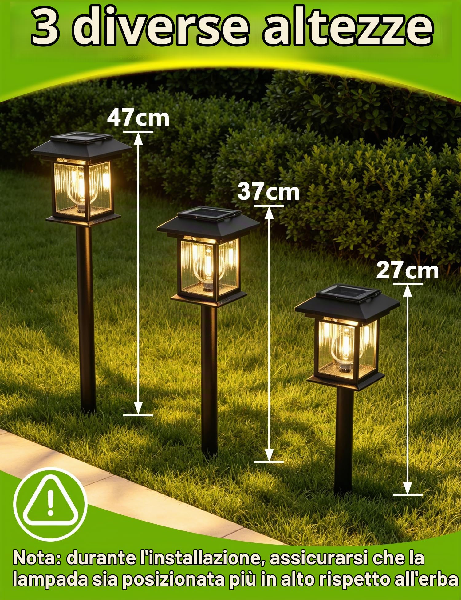 ACMHNC Lampade Solari da Esterno 4 Pezzi,Sensore di Movimento, Ricarica USB | IP65 Luci Solare da Giardino Esterno, 1200mAh, 3000K, 3 Modalità, Terra/Parete/Sospesa