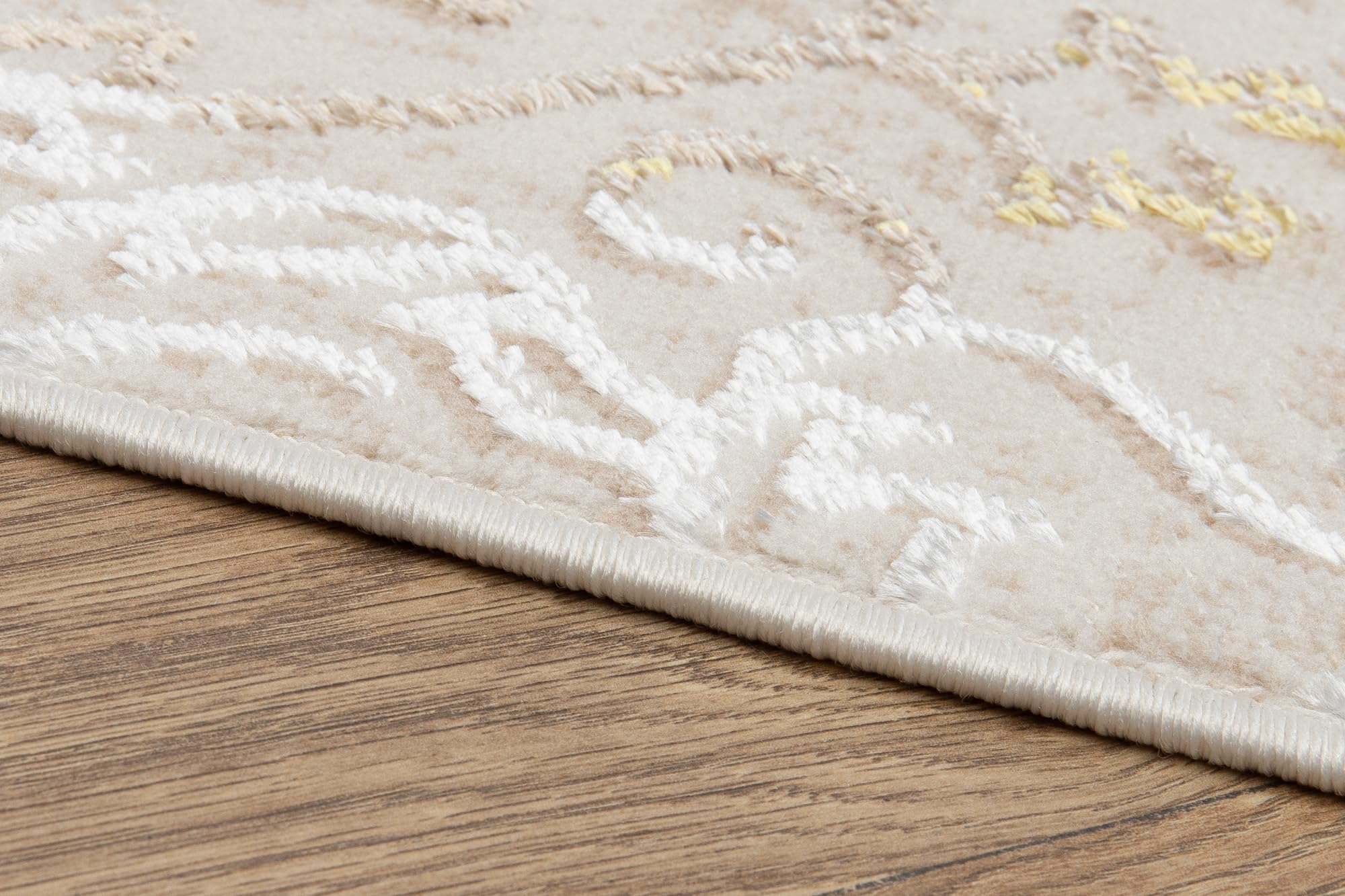 TAPISO Ares Alfombra de Pelo Corto Brillante Suave Crema Marrón Blanco Diseño Moderno Efecto 3D Alfombra de Salón Dormitorio Habitación Oeko-Tex 250 x 350 cm