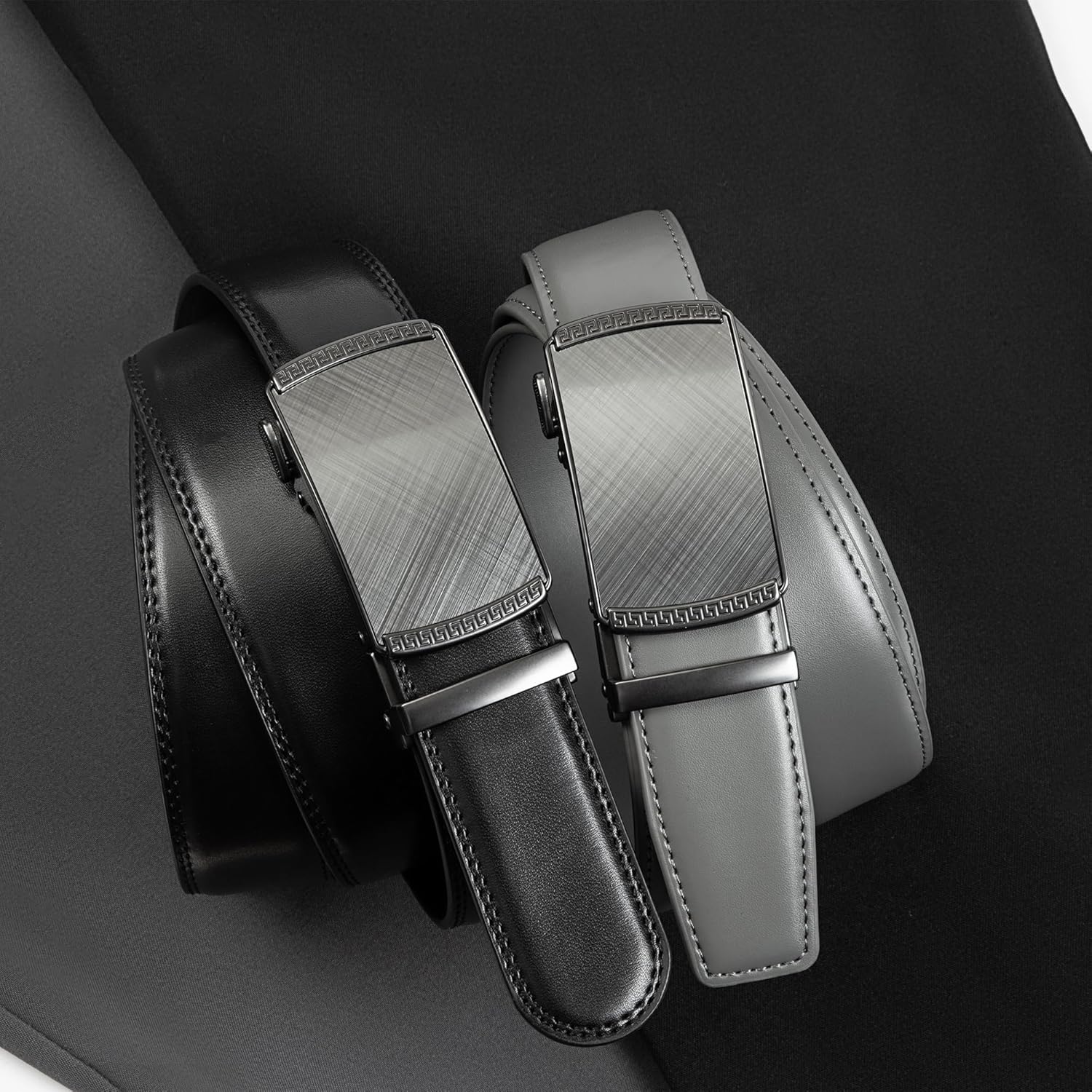 Founders & C Ratchet Belts for Men-Black/Brown Belt Leather 1 3/8" for Casual Dress-Micro Adjustable Belt - Image 4