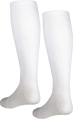 Miniatura 3 de NuVein Calcetines de compresión, soporte de 15-20 mmHg para hombres, pie acolchado acolchado, altura a la rodilla, puntera cerrada, blanco, XL