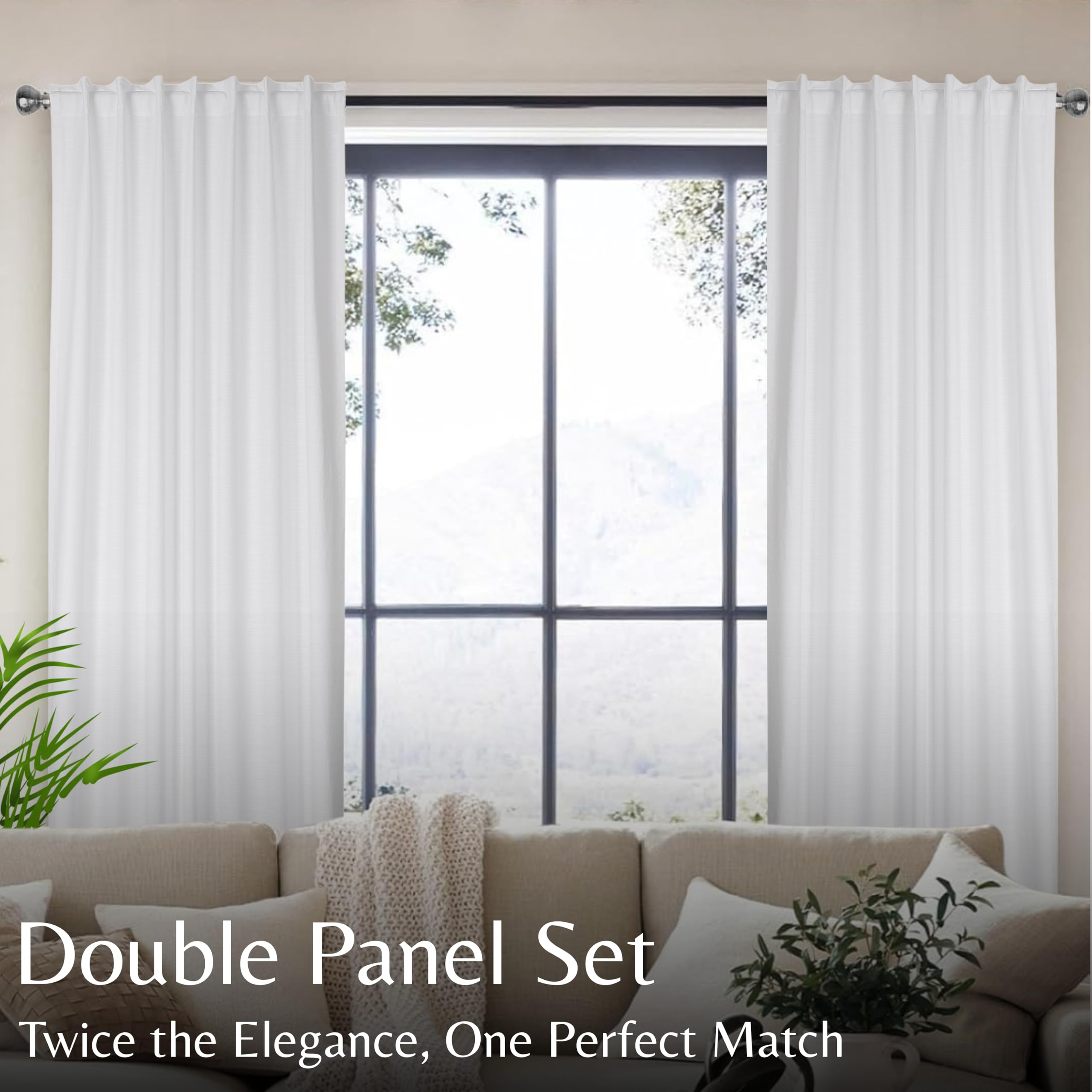 BauernhausVorhang Baumwolle strukturiert SlubStoff 127 x 223 cm Weiß 2 Paneele Schlaufenvorhänge Raumverdunkelungsvorhänge Vorhänge für Schlafzimmer Vorhänge für Wohnzimmer GardinenSet von 2