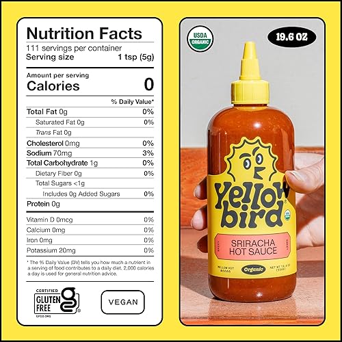 Miniatura 10 de Salsa picante orgánica Sriracha de Yellowbird  Salsa de chile orgánica con jalapeños rojos agave y ajo a base de plantas sin gluten sin OMG cosecha