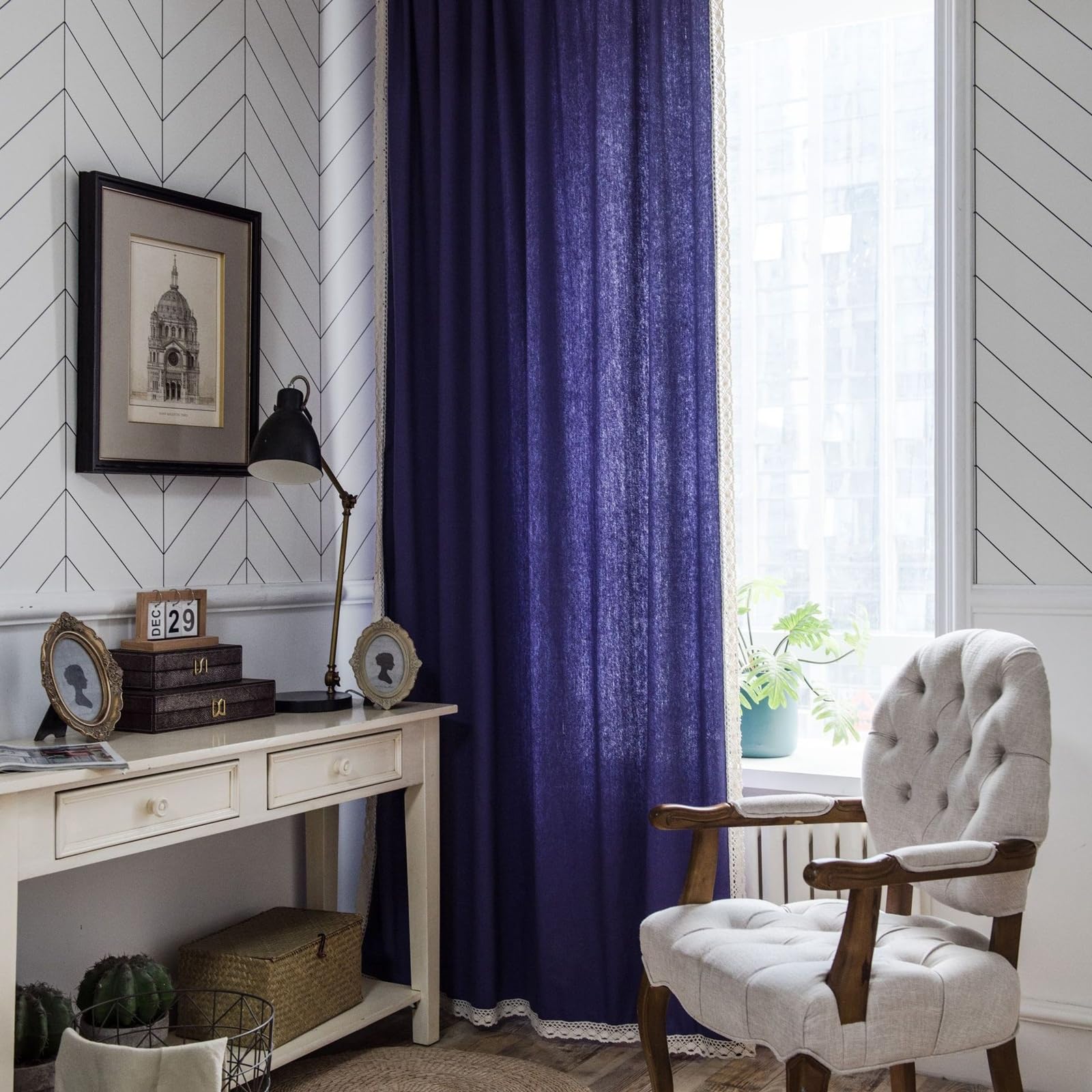 Cortina opaca KnSam violeta para aislar la luz y renovar habitaciones luminosas