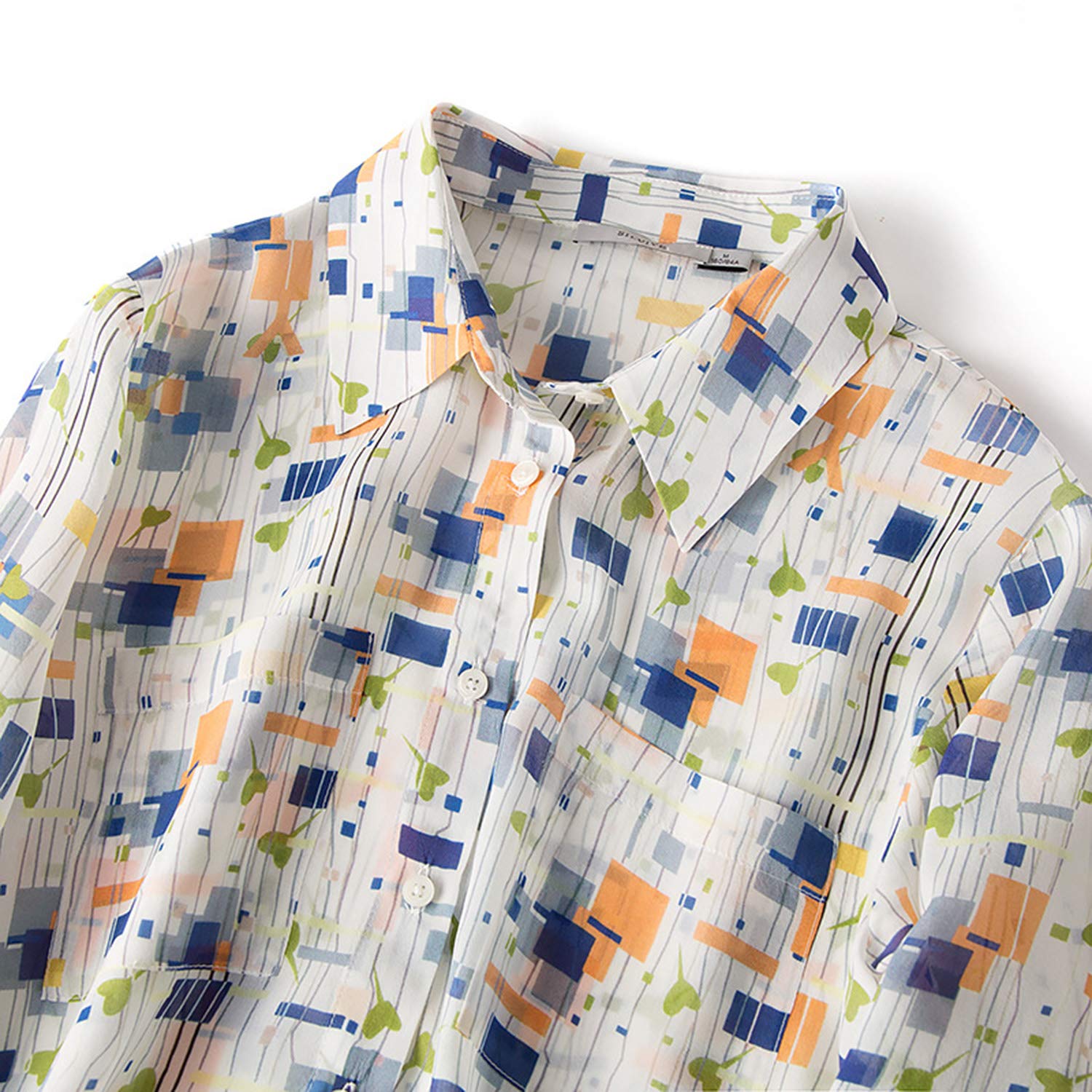 Camicia A Maniche Lunghe di Seta Stampata da Ufficio, Blusa Annodata sul Collo, Vestiti da Intervista