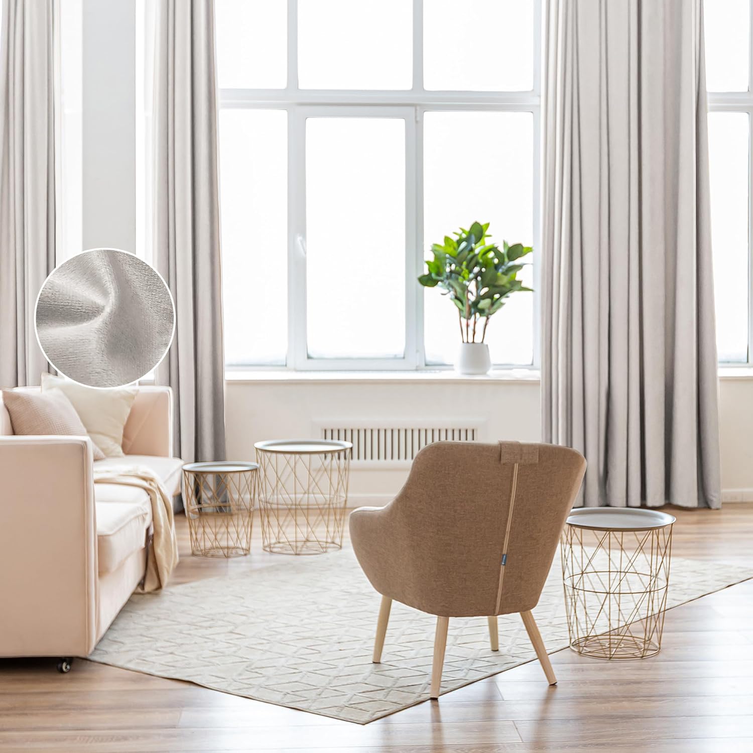 WEST LAKE Ivory Velvet Winter Curtains for Bedroom Room Darkening Moderate Blackout Window Panels Rod Pocket Back Tab Curtains for Living Room 52" Wx95 L Greyish Ivory,Set of 2