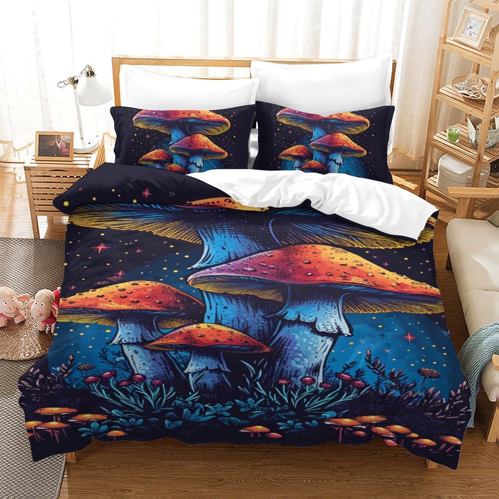 Parure de lit asperges 3D 140x200 avec housse de couette en microfibre et taie d'oreiller pour enfant