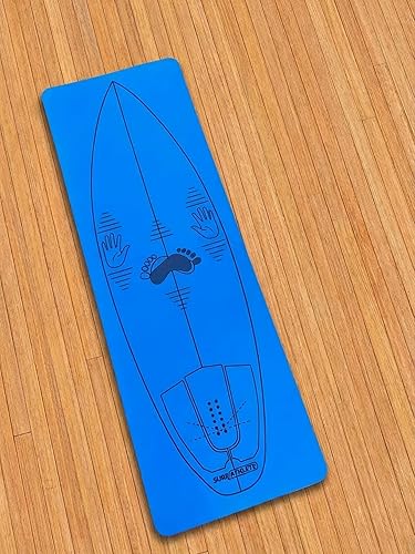 Miniatura 3 de Alfombrilla profesional de entrenamiento de postura de surf, azul, superficie antideslizante con guías de alineación para un posicionamiento