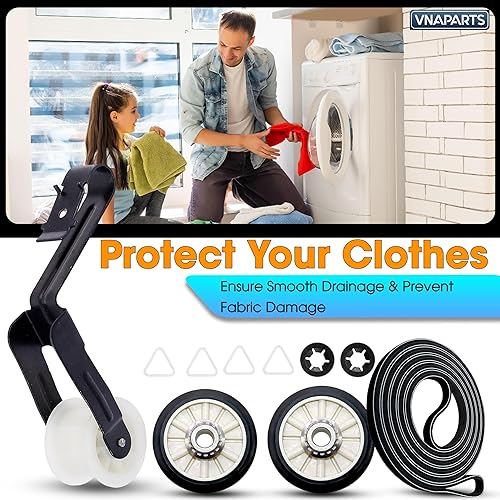 Miniatura 9 de Kit de reparación de la secadora Rodillos de tambor 14210017 Correa 341241 Polea tensora 14210023 Reemplazo para Amana NED4655EW1 NED4600YQ1